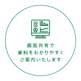 画面共有で資料をわかりやすくご案内いたします